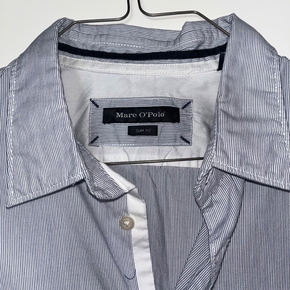 Marc O’Polo Long Sleeve Button Down Pin Striped Blue Top - XL - Picture 2 of 5